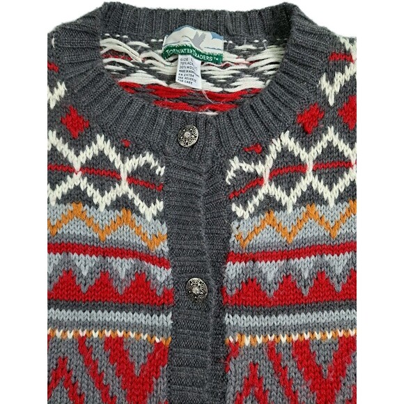 Tidewater Traders Wool Blend Cardigan Sweater Southwestern Nordic Women's Large - Picture 2 of 9